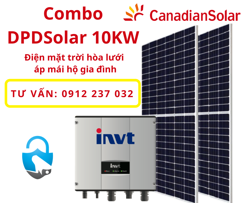 Hệ thống điện mặt trời 10kw 1 pha.